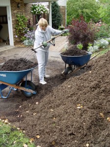 Worthy wives eagerly volunteer to do all the mulching in May.