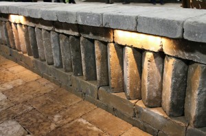 Vertical and angled wall blocks at the Reed Landscape display.
