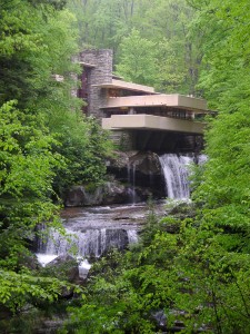Frank Lloyd Wright designed Fallingwater to be built directly over the top of a waterfalls on Bear Run.