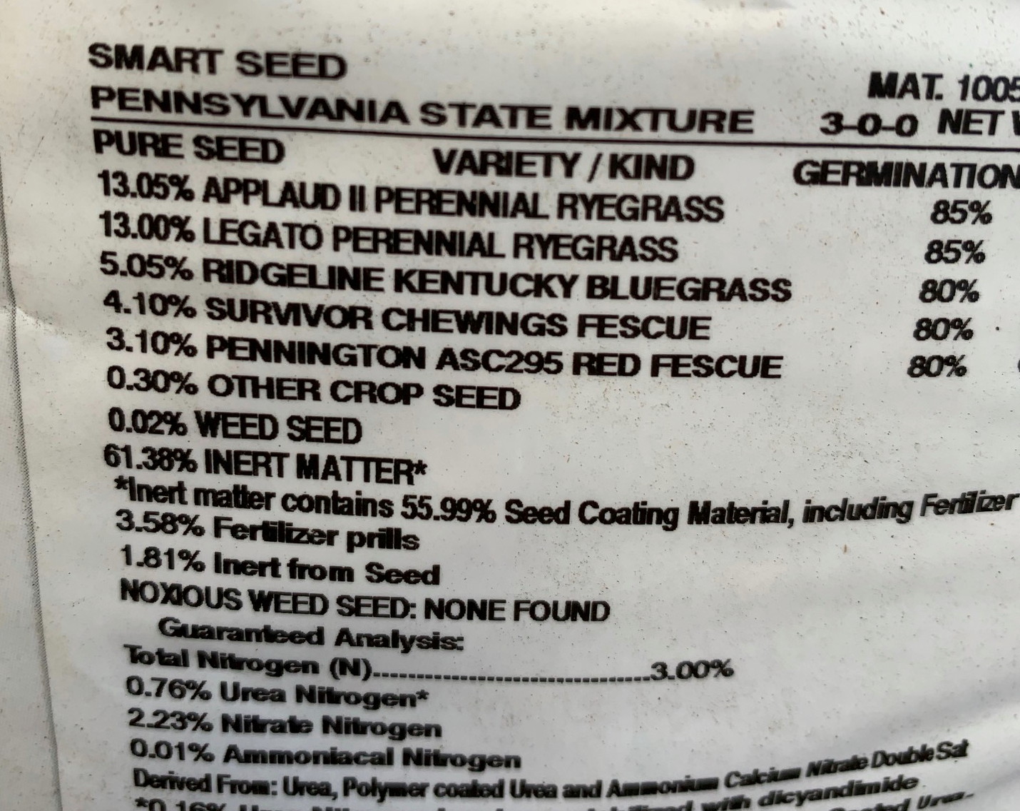 fertilizer bag label